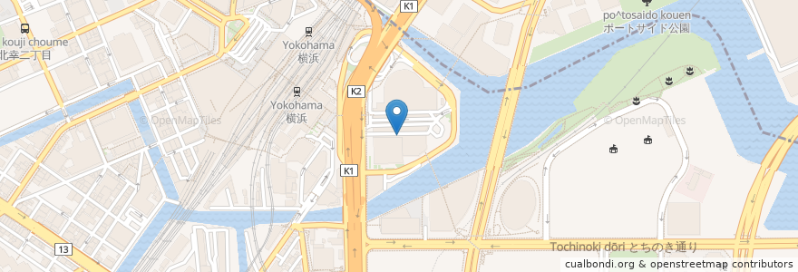 Mapa de ubicacion de 横浜シティ・エア・ターミナル en 日本, 神奈川県, 横浜市, 西区, 神奈川区.