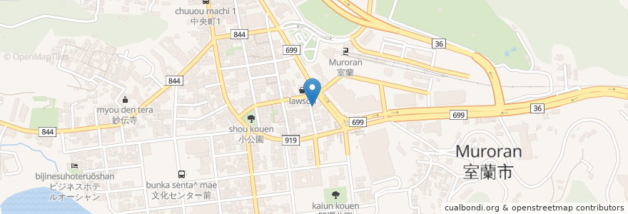 Mapa de ubicacion de ART CAFE HANA en 日本, 北海道, 膽振綜合振興局, 室蘭市.