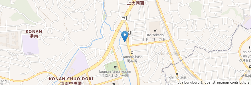 Mapa de ubicacion de 中華飯店 みかみ en 일본, 가나가와현, 요코하마시, 港南区.