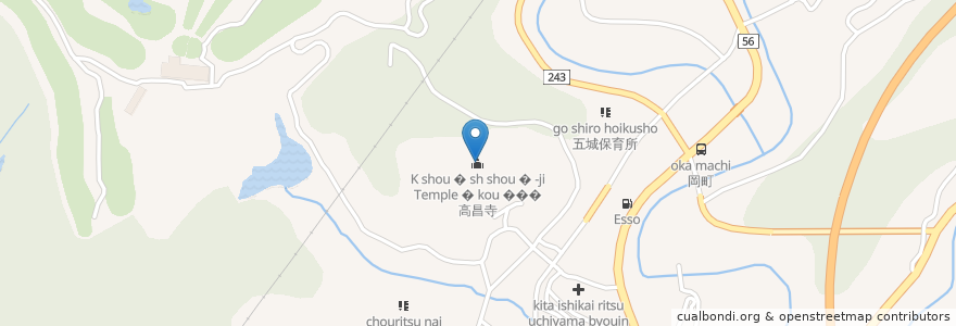 Mapa de ubicacion de Kōshō-ji Temple 高昌寺 en Japonya, 愛媛県, 喜多郡, 内子町.