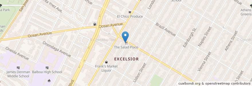 Mapa de ubicacion de The Salad Place en États-Unis D'Amérique, Californie, San Francisco, San Francisco.