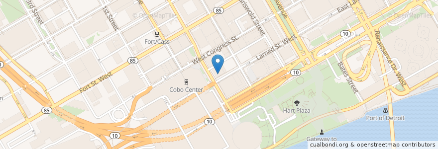 Mapa de ubicacion de The Apparatus Room en United States, Michigan, Detroit.