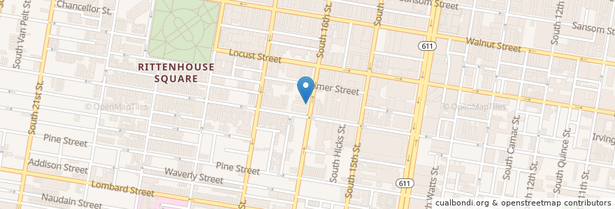 Mapa de ubicacion de Monk's Cafe en Estados Unidos De América, Pensilvania, Philadelphia County, Philadelphia.