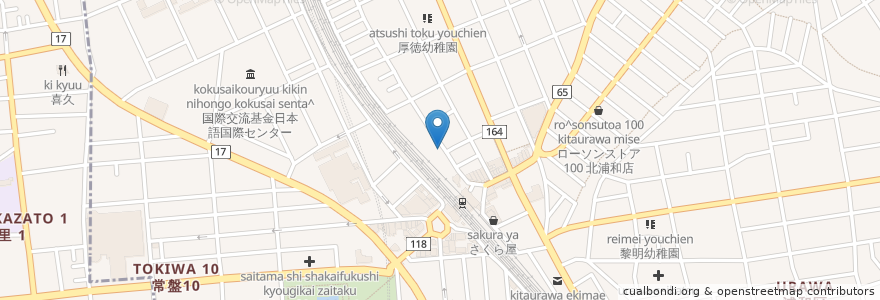 Mapa de ubicacion de 中華蕎麦 金魚 en 日本, 埼玉県, さいたま市, 浦和区.