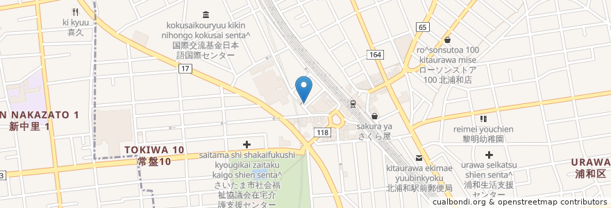 Mapa de ubicacion de 餃子専門店丸虎 en Japão, 埼玉県, さいたま市, 浦和区.