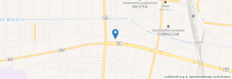 Mapa de ubicacion de 館林信用金庫西支店 en Japon, Préfecture De Gunma, 館林市.
