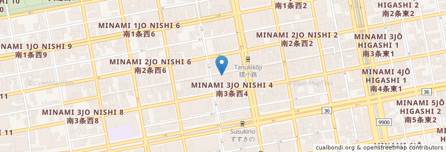 Mapa de ubicacion de サツドラ en اليابان, محافظة هوكايدو, 石狩振興局, 札幌市, 中央区.