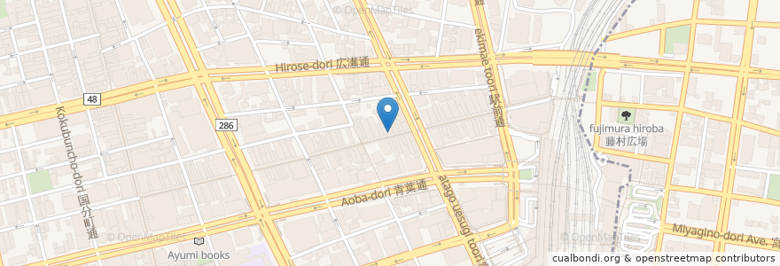 Mapa de ubicacion de ツルハドラッグ en Japão, 宮城県, 仙台市, 青葉区.
