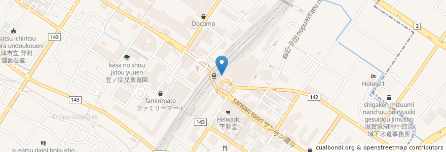 Mapa de ubicacion de 駅リンくん en Japan, 滋賀県, 草津市.
