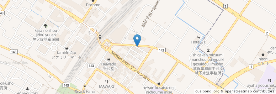 Mapa de ubicacion de 心温家 en 일본, 시가현, 草津市.