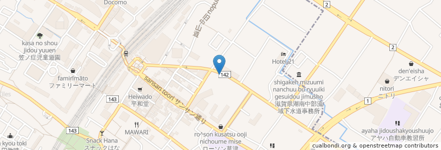 Mapa de ubicacion de GORILLA屋 en Giappone, Prefettura Di Shiga, 草津市.