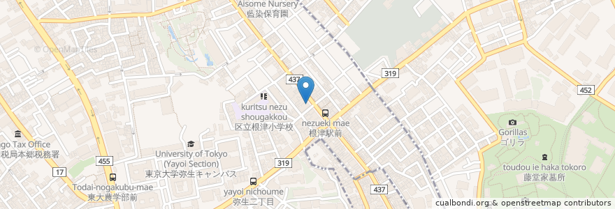 Mapa de ubicacion de とんかつ　ひのき en ژاپن, 東京都, 文京区.