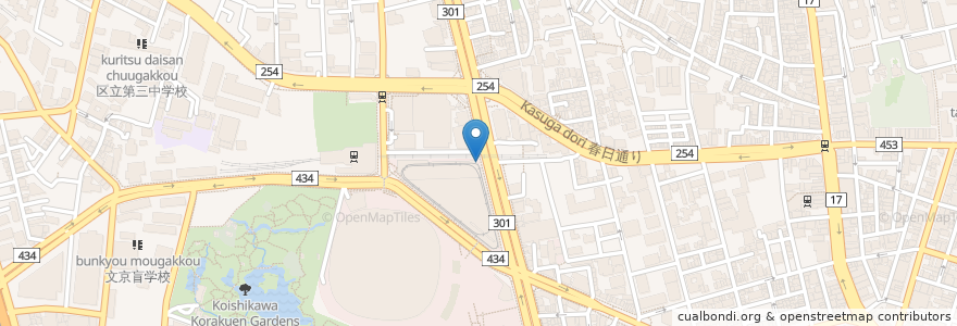 Mapa de ubicacion de ラクーア自転車駐輪場E en اليابان, 東京都, 文京区.