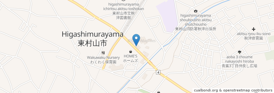 Mapa de ubicacion de 丸亀製麺 en Japon, Tokyo, 東村山市.