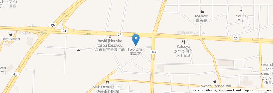 Mapa de ubicacion de ドリームデンタルクリニック en 日本, 宫城县, 仙台市, 若林区.