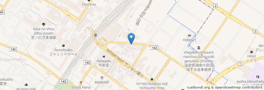 Mapa de ubicacion de Plomo en 일본, 시가현, 草津市.