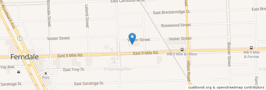 Mapa de ubicacion de CVS Pharmacy en United States, Michigan, Oakland County, Ferndale.