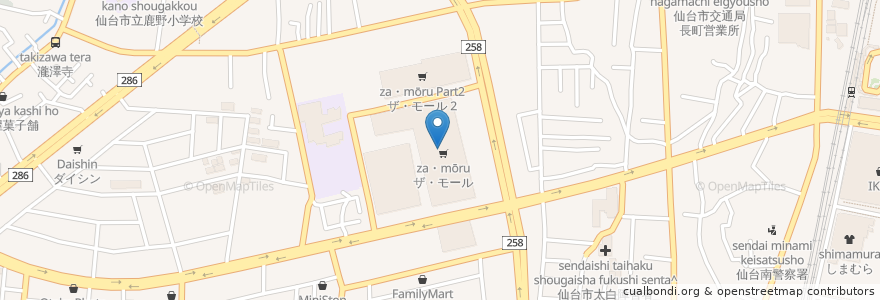 Mapa de ubicacion de KFC en Giappone, 宮城県, 仙台市, 太白区.