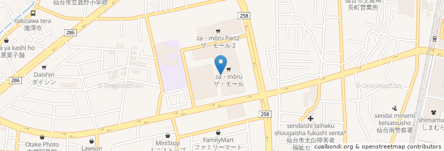 Mapa de ubicacion de 荘内銀行 en 일본, 미야기현, 仙台市, 太白区.