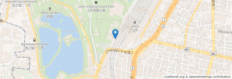 Mapa de ubicacion de 蕎麦屋 竹若 en 日本, 東京都, 台東区.