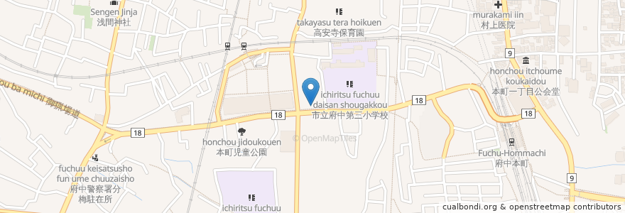Mapa de ubicacion de マーメイド en Japonya, 東京都, 府中市.