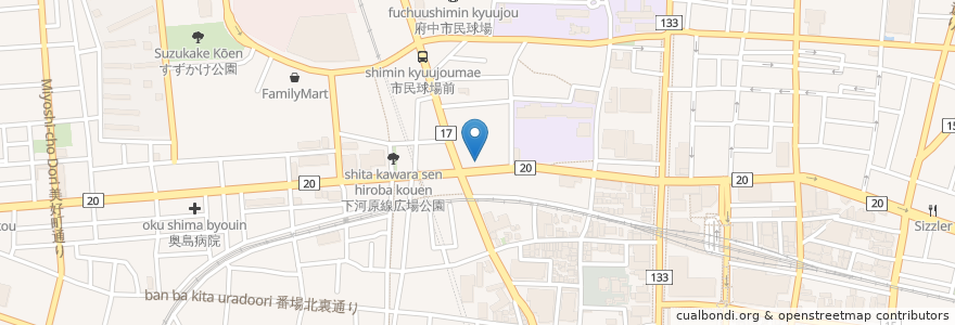 Mapa de ubicacion de スギドラッグ en 日本, 東京都, 府中市.