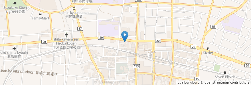 Mapa de ubicacion de 北京方庄 en Japonya, 東京都, 府中市.