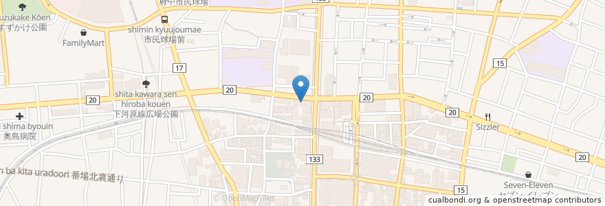 Mapa de ubicacion de 八千代銀行 en 일본, 도쿄도, 府中市.