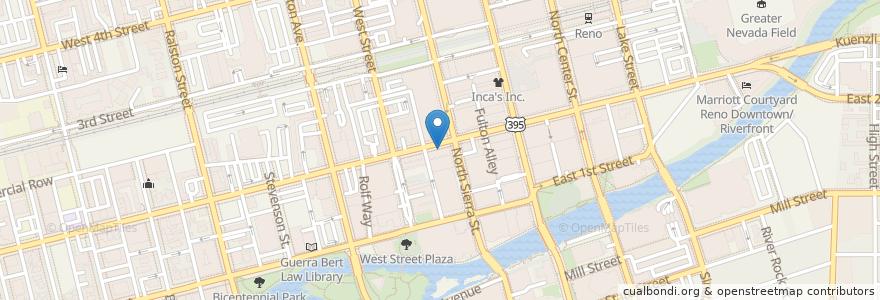 Mapa de ubicacion de West Second Street Bar en Estados Unidos Da América, Nevada, Washoe County, Reno.