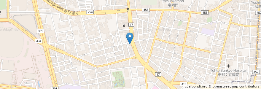 Mapa de ubicacion de 麺や福十八 en ژاپن, 東京都, 文京区.