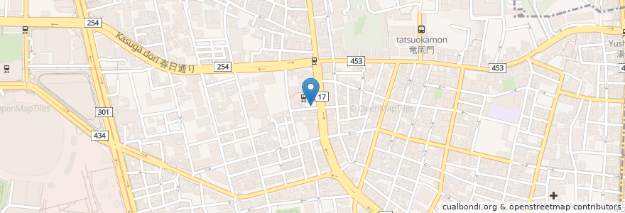 Mapa de ubicacion de もつ焼きじんちゃん en Jepun, 東京都, 文京区.
