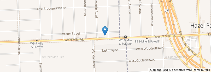 Mapa de ubicacion de Double EE Restaurant en Соединённые Штаты Америки, Мичиган, Oakland County, Ferndale.