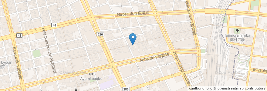 Mapa de ubicacion de サンドラッグ en 日本, 宮城県, 仙台市, 青葉区.