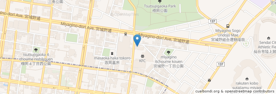 Mapa de ubicacion de 平禄寿司 en Japan, Präfektur Miyagi, 仙台市, 宮城野区.