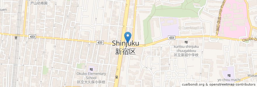 Mapa de ubicacion de あいの薬局 en Japan, Tokio, 新宿区.