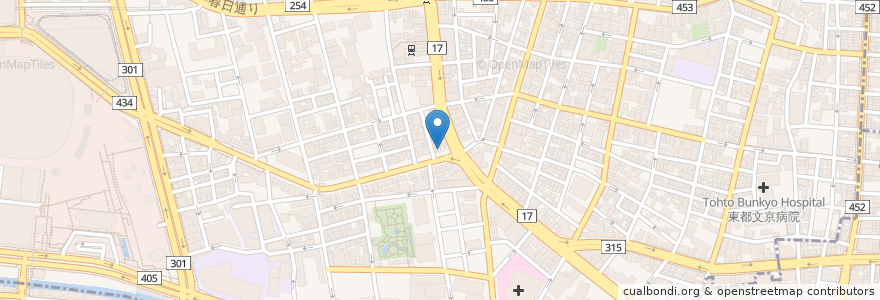 Mapa de ubicacion de 豚骨一燈 en 日本, 東京都, 文京区.