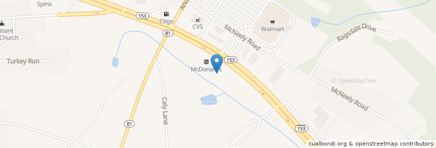 Mapa de ubicacion de Taco Bell en Estados Unidos Da América, Carolina Do Sul, Anderson County, Powdersville.