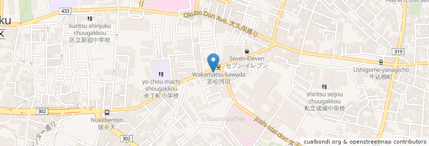 Mapa de ubicacion de ガキ大将 en ژاپن, 東京都, 新宿区.