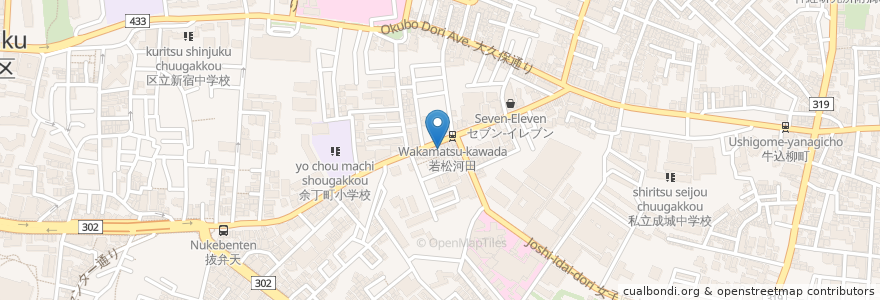 Mapa de ubicacion de カワダ薬局 en 일본, 도쿄도, 신주쿠.