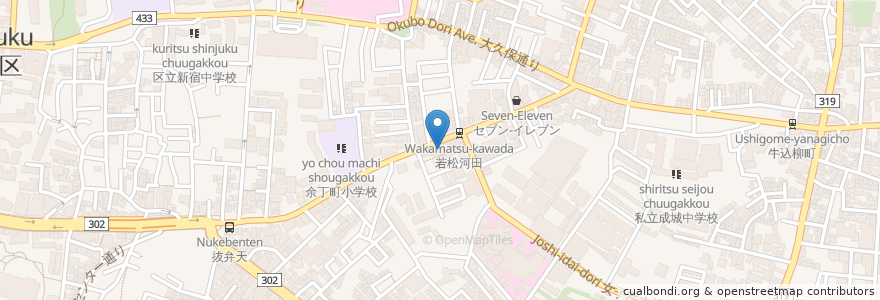 Mapa de ubicacion de かず歯科 en Japonya, 東京都, 新宿区.