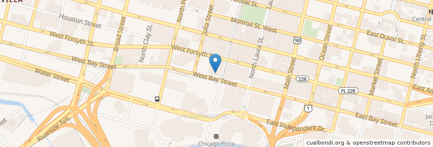 Mapa de ubicacion de JL Trent's Downtown Cafe en ایالات متحده آمریکا, فلوریدا, شهرستان دووال، فلوریدا, جکسون‌ویل.