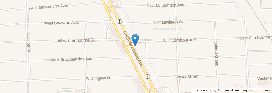 Mapa de ubicacion de Tropical Smoothie Cafe en 美利坚合众国/美利堅合眾國, 密歇根州, Oakland County, Ferndale.