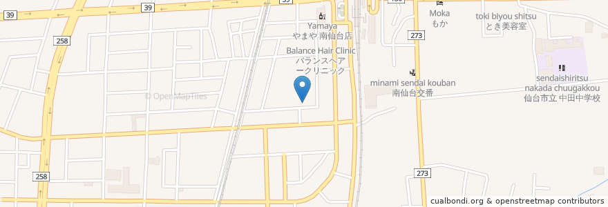 Mapa de ubicacion de 西中田整形外科 en اليابان, 宮城県, 仙台市, 太白区.