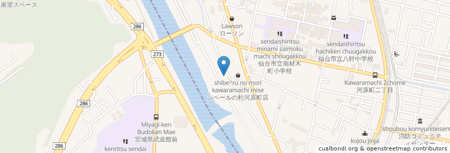 Mapa de ubicacion de 須賀神社 en 日本, 宮城県, 仙台市.