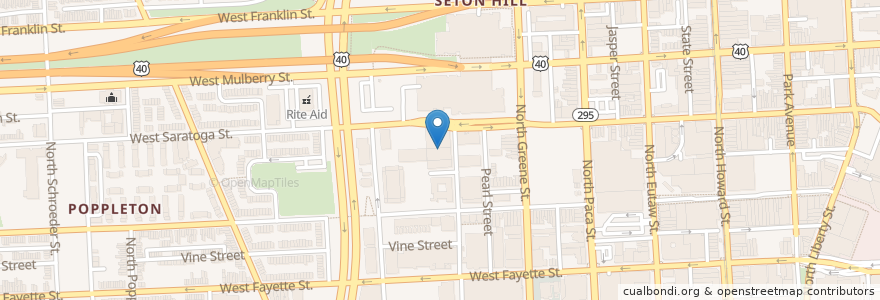 Mapa de ubicacion de Saratoga Garage en Stati Uniti D'America, Maryland, Baltimore.