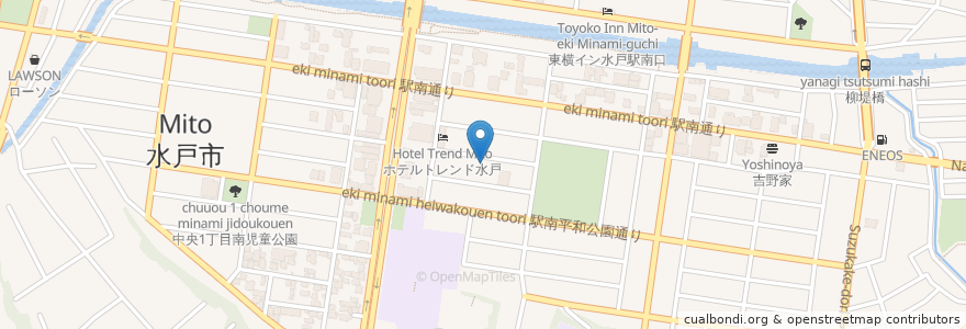 Mapa de ubicacion de トロワシャンブル en 日本, 茨城県, 水戸市.