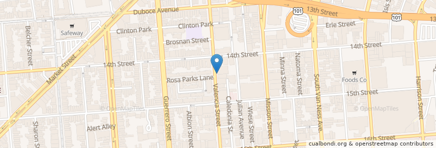 Mapa de ubicacion de Valencia Street Muscle en Amerika Birleşik Devletleri, Kaliforniya, San Francisco, San Francisco.