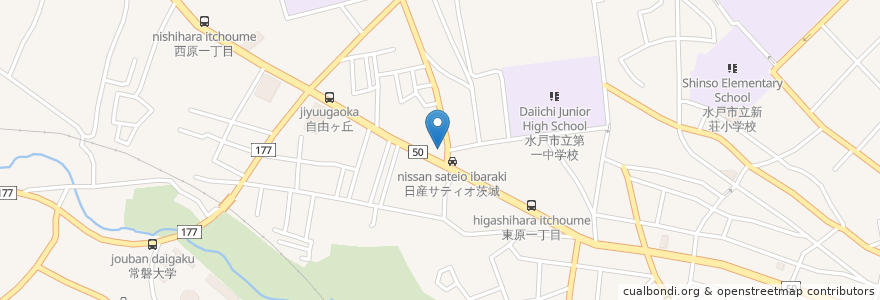 Mapa de ubicacion de ロイヤルホスト en Japan, 茨城県, 水戸市.