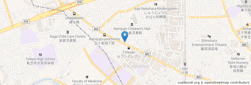Mapa de ubicacion de 十条こどもクリニック en Japan, Tokio, 北区.