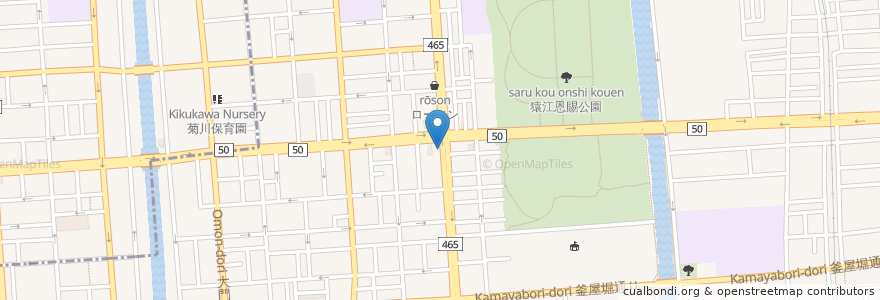 Mapa de ubicacion de 神戸もだん焼 en Япония, Токио, Кото.